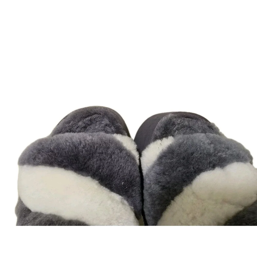 UGG Disco Stripe platform Sandal Size 6 Womens Grey White Combo